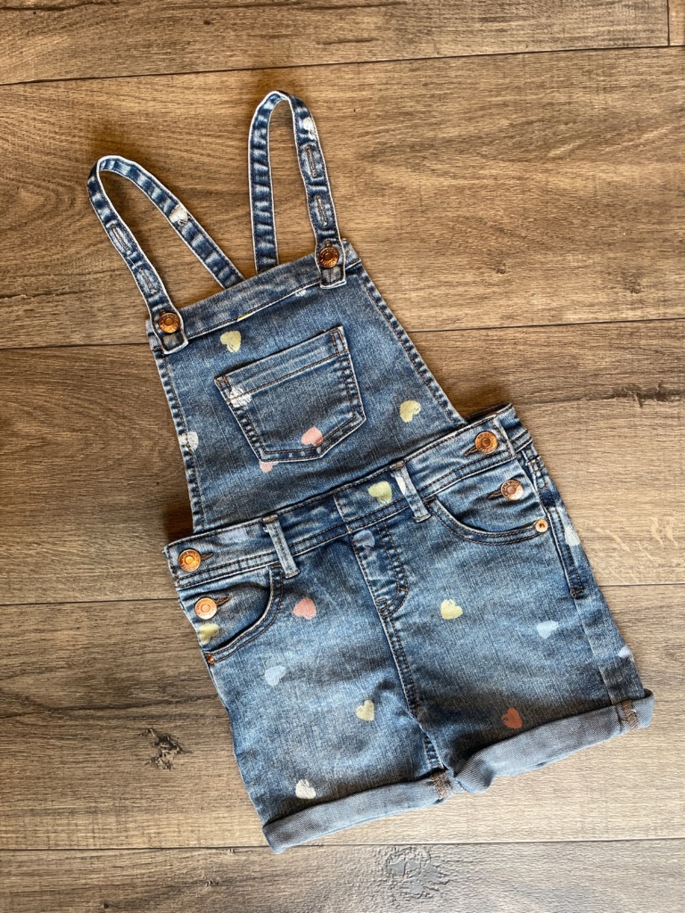 Cat & Jack Blue Denim Heart Short Overalls